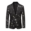 Herrdräkter 2024 Fashion 3D Gypsophila Printed Suit Coat Ball Fit British Style