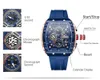 Armbandsur Curren Business unika fyrkantiga klockor med stora Dial Sport Quartz Silicone Bands armbandsur med lysande händer 24329