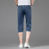 Pantaloni corti in denim elasticizzato slim da uomo estivi stile classico moda business cotone vestibilità regolare jeans corti blu marca maschile 240327