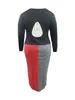 LW Plus Size Dres Transtrate Print Patchwork Dr Ladies Elegant Maxi Dr Autumn Lg Sleeve Women's Dr Vestido M86K#
