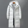 Vestes pour hommes hommes hiver longs manteaux en duvet de canard à capuche décontracté de haute qualité mâle extérieur coupe-vent chaud vêtements pour hommes