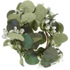 Flores decorativas colheita festival anel nórdico simulado eucalipto folha berry grinalda folhas anéis flor de seda suporte de mesa de natal