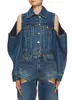 alicever solid pusta płaszcza dżinsowe dla kobiet lapel lg Rękawek Patchwork Single Bereed Streetwear Vintage Kurtki żeńskie S0AA#