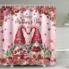 Rideaux de douche Rideau familial Saint Valentin Gnome Love Set avec tissu imperméable 12 crochets pour décorations de salle de bain