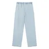 24SS Fashion USA Mens Small Silicone Label surdimensionné pantalon denim Pantalon élastique Pantalon Pantalon Botts Couleurs bleues lavées 0204