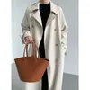 Trenchs de Femmes Tendance Ins Printemps Automne Femme Drapey Style Britannique Lâche Midi Au-dessus du Genou Coupe-Vent Femmes Veste 2024