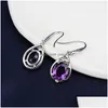 Dangle Lustre Classique Dames Dangles Boucles D'oreilles À La Mode 925 Sterling Sier Goutte D'eau Pour Les Femmes Incrustées Ovale Gem Banquet Accessoires Dhn5U