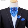 Bow Ties Bow Tie Brosch Set Luxury Jewelry British Business Banquet Dress Shirt Collar Flowers Mens Wedding Bow-Tie Corsage 3 PCS SETS Y240329