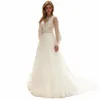 Retro Simple Women's Wedding Dres Tulle spetsapplikation Princ Bridal Gowns LG Sleeve Sexig Backl Bohemian Formal Beach C6KL#