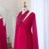 Shar Said Türkis Grün Chiff Dubai Abend Dr mit Cape Ärmeln Fuchsia Lila Arabisch Frauen Hochzeit Party Kleider SS474 g1rY #