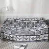 Large Black White Geometry Grid Throw Blanket Tapestry Bedspread Outdoor Camping Beach Towels Sofa Chair Cover Mat Rug Tassel 240327