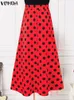 Plus storlek 5xl Vonda Summer Women Polka prickar Bohemiska maxi kjolar 2024 Hög midja avslappnad rufsad kjol lös parti lg kjolar t86u#