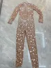 special Big Pearls Crystals Nude Transparent Bodysuit Evening Birthday Celebrate Outfit Sexy Singer Rhinestes Jumpsuit f3kk#