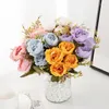 Dekorativa blommor 5 huvuden Artificial Peony Bouquet Fake Rose Flower For Wedding Vase Office El Table Centerpiece Home Decor