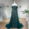 Dubai Arabia Nude Mermaid Boat Neck z Overskirt Luksusowy wieczór Dres 2024 For Women Wedding Party La72254 Serene Hill R601#