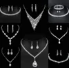 Wertvolles Labordiamant-Schmuckset Sterlingsilber-Hochzeits-Halsketten-Ohrringe für Frauen-Braut-Verlobungs-Schmuck-Geschenk G4ss #