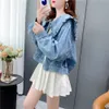 Koreaanse Stijl Zoete Ruches Vrouwen Korte Denim Jas Dames Peter Pan Kraag Retro Jean Jas Voor Vrouwen Lg Mouw uitloper Tops Z9yp #