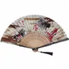 Decoratieve Beeldjes Chinese Zijde Handventilator Ventilador Draagbare Vrouwelijke Vouwen Abanicos Para Boda Japanse Kleine Dame Dansfans