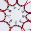 Identification Mode Corde Rouge Bleu Turc Mauvais Oeil Perle Bracelet Fil Hamsa Fer À Cheval Coeur Papillon Dangle Charms Tresse Jewe Dhnhl