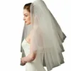 white Ivory Short Plain Soft Tulle Cut Edge Bridal Veil with Comb Prom Party Cosplay Wedding Hair Accories Z2OT#