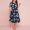 Floral surdimensionné Lg Dr pour femmes vêtements 2023 été grande taille Boho plage Sundr grande taille femme élégante robes Skir v1m7 #