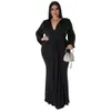 l-4xl Solid Lg Sleeve V Neck Irregular Elegant Plus Size Dres for Women 2022 Sexy Prom Clothing Fall Outfits Dropship W0sV#