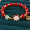 Charm armband 1pc drake år lyckliga pärlor armband kinesisk stil zodiak fu tecken mode smycken älskare välsignande gåva