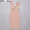 willbenice Women Hollow Cut Out Bandage Pink Dr Evening Sexy Plunge V Bustier Sleevel Bodyc Club White Club Party Dr J7i7#