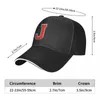 Шариковые шапки красная начальная буква J Регулируемая бейсбольная кепка для женщин Sport Высококачественный мужской удар хип-хоп-стрит приливные шляпы