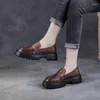 Mocassins à plateforme en cuir de vache véritable, chaussures décontractées simples pour femmes et filles japonaises, mocassins à plateforme de haute qualité, printemps 2024