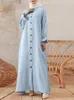 Ethnic Clothing Autumn Morocco Muslim Shirt Dress Women Abaya Kaftans Casual Dresses Woman Dubai Turkey Islam Long Robe Femme Vestidos