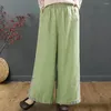 Pantaloni da donna Pantaloni lunghi stile cinese a gamba larga con tasche per donna Vita elastica retrò dal design ampio