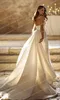 Enkla löstagbara bröllopsdres för kvinnor glittrar sjöjungfru formell mild sexig ärm satin brudklänningar vestidos de novia m5fn#