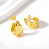 Boucles d'oreilles créoles en acier inoxydable, métal en forme de C, couleur or, Zircon de haute qualité, Texture imperméable, bijoux géométriques, cadeau pour femmes