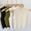 Women's Tanks Spring Autumn Temperament Knitted Sweater Vest Half-turtleneck Camisole Cropped Top Sleeveless Tank For Women