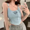 New Fashion Tank Tops Women Embroidery Letter Knitted Sexy Sleeveless Camisole Crop Top Ladies Top Camisoles Y2K Streetwear