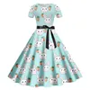 easter Dres Short Sleeve Round Neck Loose A-Line Ruched Easter Cute Rabbit Print Maxi Dr For Women 2024 Women Summer Dr h3Xp#