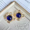 Hoopörhängen Edward Era Vintage Euorpean Court Blue Turquoise Ruby Garnet Sapphire Green Jade Pearl Ear Stud Designer Copy Earring smycken