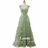 Lorrtta Sage Green 3D Lace Butterfiles Sweetheart Prom Dres 2023 Spaghetti-riemen A-Line High Slit Fairy Evening Jurk A2XK#