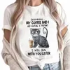 coffee Cat Print Women Clothes Angry Cat Lover Female Tops Tee Tshirt Fi Anime Carto Tees Ladies Graphic T-Shirt Y2k Tops P3pP#