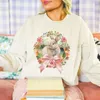 Sweats à capuche pour femmes Sweat-shirt Coquette Chemise de Pâques Vêtements Imprimé floral Pull ras du cou Cadeau pour elle