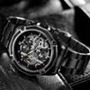 ForSining Automatic Mechanical Men armbandwatch Military Sport Man Clock Top Brand Luxury Black Steel Skeleton New Man Watch 8130 Y175p