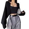 Mulheres Encolhe os ombros Verão Lg Manga Boleros Cropped Cardigan Suéteres Xales Curtos R0Xb #