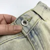 S-3X män raka jeans rippade hål vit distriktade gamla tunga ons denim byxor för y2k ungdom retro amekaji full lg byxor r2yi#