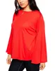 Plus-storlek LG Flare Sleeve Spring Autumn Tunic Topps Women Lose Casual Solid Scoop Neck T-shirt Big Size Tee Top Blus 4XL 5XL O5YZ#