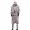 aboorun Wasteland Culture Herren Lgline unregelmäßige Patchwork-Woll-Denim-Mäntel Winter dicker warmer Parka für Herren U5az #