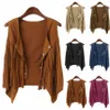 Fringe Vest Women Leather Doede Steed شرابات خمر غرب الريف Cowgirl Vest Cardigan Weistcoat القوطية القوطية القوطية القوطية القوطية e1bc#