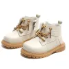 Botas 2024 primavera / outono bebê couro estilo britânico meninos moda sola de borracha zip lateral criança meninas tornozelo 15-25 gota entrega crianças tapete dhbuw