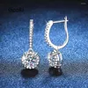 Stud Küpe Gümüş 925 Orijinal Toplam 2 Karat Parlak Kesim Elmas Testi Geçen Moissanite Teen Girls Gemstone Jewelry273c