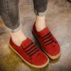 Casual Shoes Women's Flat Bottom Lace-Up Loafers Ladies Autumn Outdoor Lazy Bekväm ljus fast färg